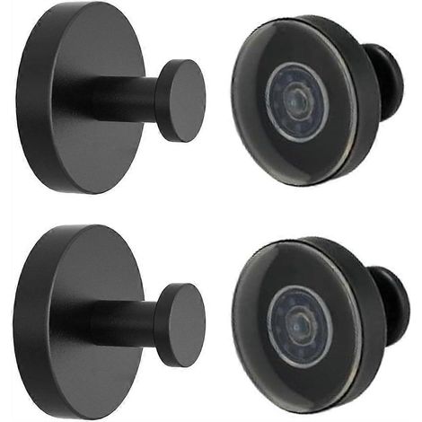 Lot de 4 crochets à ventouses pour paroi de douche, sans perçage, amovibles et réutilisables, pour serviettes et autres accessoires de cuisine (noir). (1/5)