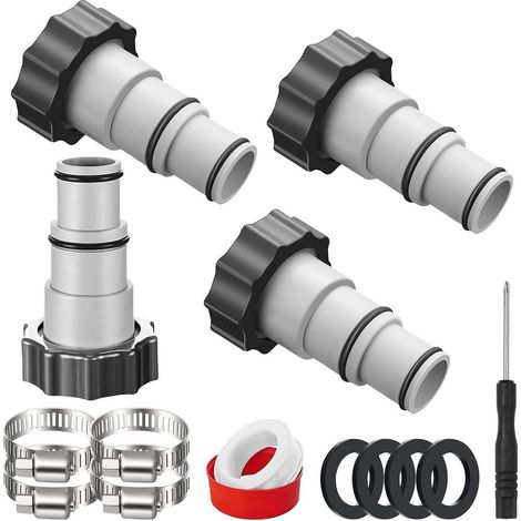 Pool Adapter Set 1,25 Zoll mit Schlauchschellen & Dichtungen