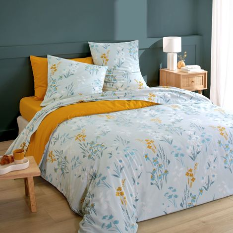Parure de lit 240x220 coton floral bleu Terre de Nuit Margot - MARGOT (1/3)