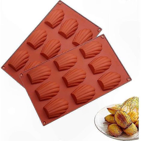 Silikon-Madeleineform, 9 antihaftbeschichtete Mulden, flexibel und widerstandsfähig zum Backen von Kuchen, Pralinen und Bonbons, langlebige Form, ideal für die Gebäckherstellung. (1/4)