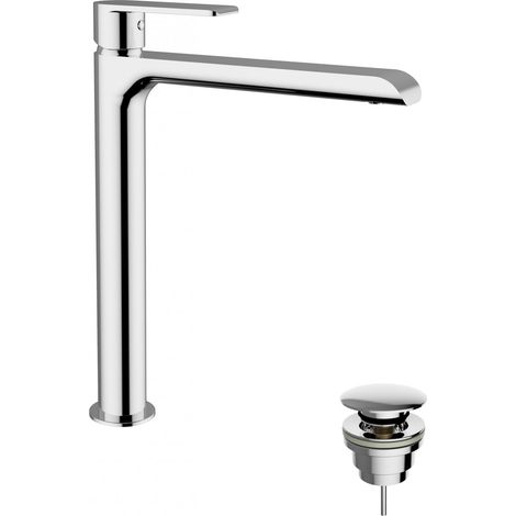 Super-Waschtischmischer mit Ablaufgarnitur aus verchromtem Messing - WTS Teorema XS