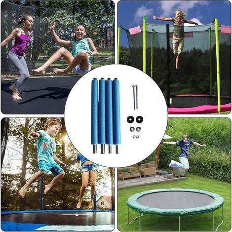 Lot de 4 barres de filet de trampoline en mousse, anti-collision, pièces de rechange pour trampoline, tiges en acier avec vis, boîtier, tube droit pour le jardin (1/5)