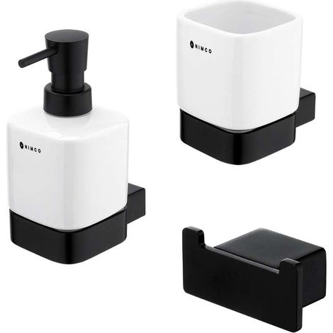 Nimco Kibo - Juego de accesorios de baño, blanco/negro KI-SET-31K-T-90 (1/5)