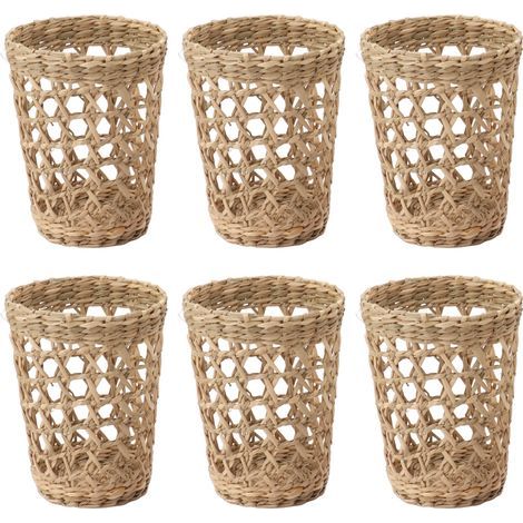Lot de 6 porte-gobelets tissés anti-brûlure avec paille creuse, compatibles avec bouteilles en verre, gobelets en plastique et tasses. (1/5)