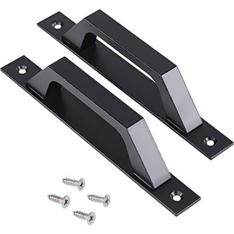 Lot de 2 poignées de porte coulissante de grange, poignée de porte de 20 cm, poignée de tirage en alliage d'aluminium pour porte coulissante de grange, portail, placard, tiroir de garage, noir (1/5)