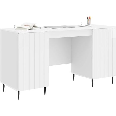 Maison Exclusive - Schreibtisch Hochglanz Weiß 142,5 x 50 x 75 cm
