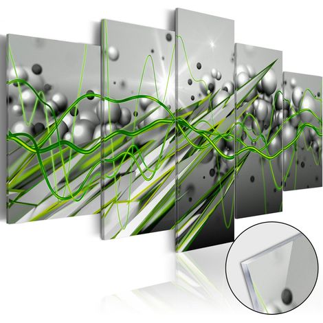 Quadri su vetro acrilico - Green Rhythm [Glass] - 200x100 (1/4)