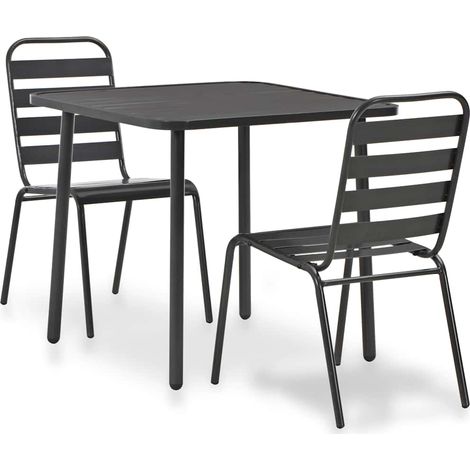 vidaXL Mesa y sillas bistró de jardín 3 piezas acero gris oscuro (1/5)