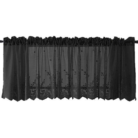 Tête De Rideau De Fenêtre Chic Broderie Cuisines Rideau Élégant Café Kurzgardine Français Romantique De Style Vintage Bistrogardine Rustique Rideau,Noir (1/4)