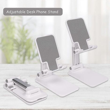 Support pliable pour téléphone portable, support de bureau multi-angles pour tablette, compatible iPhone et Android (blanc) (1/4)