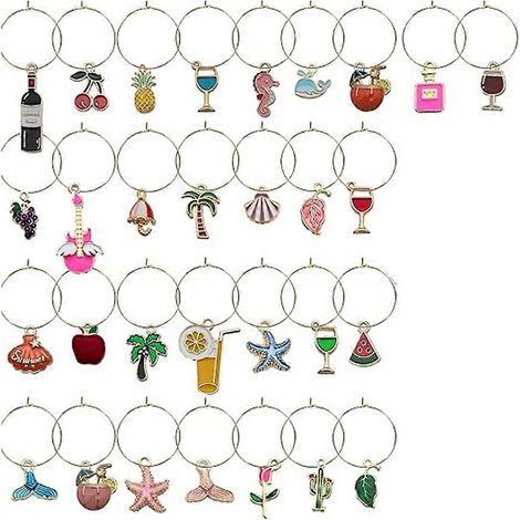 Lot de 30 marque-verres à vin pour identifier les verres à pied - Décoration pour fête sur le thème de la plage (1/5)
