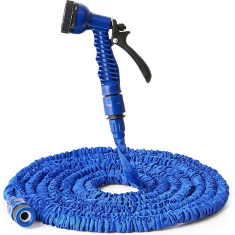 Tuyau d'arrosage de 150 pieds, tuyau d'arrosage rétractable universel, tuyau extensible élastique, tuyau d'eau extensible flexible, avec pistolet pulvérisateur à 7 fonctions, pour le nettoyage et l'ar