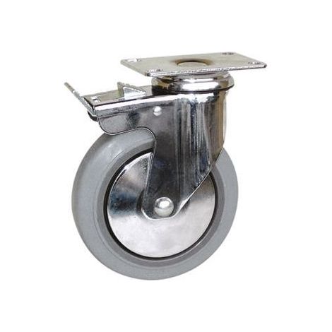 Roulette industrielle Pivotant avec frein Guitel Hervieu, Acier galvanisé, Ø 100mm, 80kg ( Prix pour 1 )
