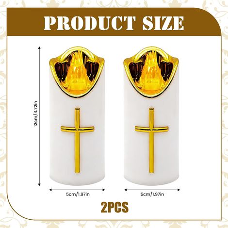 2 bougies LED cimetières/églises, résistantes pluie, extérieur, funéraire, blanc. (1/5)