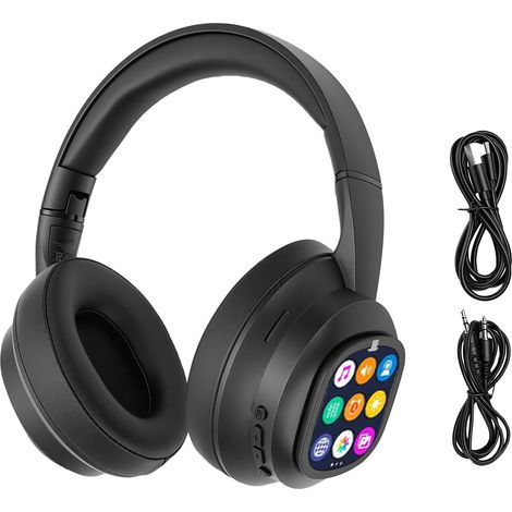 Casque audio avec traduction IA, écran tactile LCD, réduction de bruit active hybride 7.1 canaux, Bluetooth 6.0, lampe torche intégrée et commande photo. Idéal pour les voyages, le travail et une util (1/5)