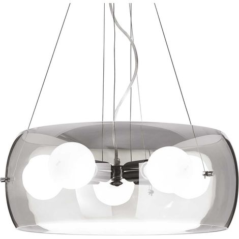 Ideal Lux Audi-10 - Lámpara colgante de techo redonda de 5 luces gris, ahumado, E27