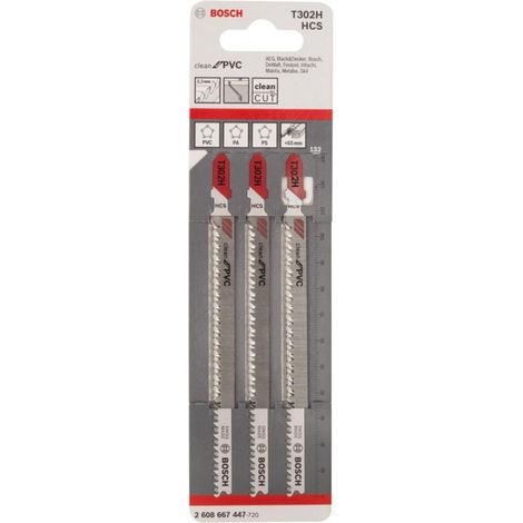 BOSCH Lot de lames de scie sauteuse Clean for PVC T302H - x 3