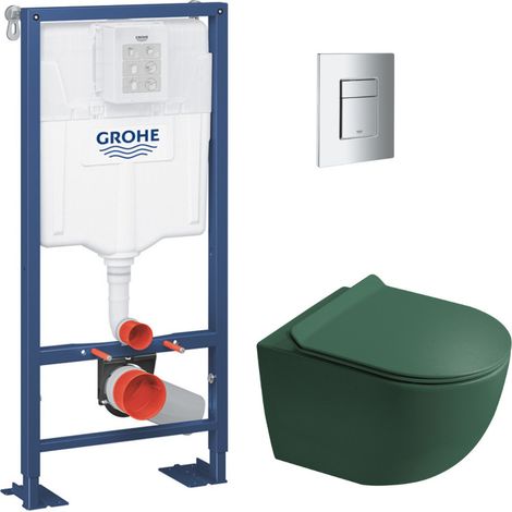 Solido pack WC bâti autoportant + WC suspendu sans bride Ceramia PixL avec abattant SoftClose + plaque (GRCEPXGEMT02FR-FS)