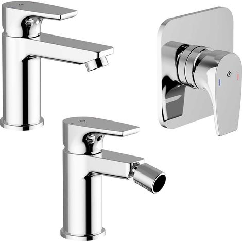 Set miscelatore lavabo bidet e doccia ad incasso cromo lucido con piletta - Zyra (1/5)