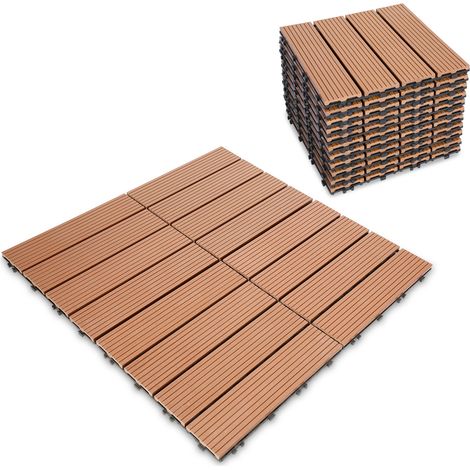 SWANEW Piastrelle per Pavimenti da Esterno Piastrelle per Terrazze in WPC 30x30 cm Set di 22 Pezzi per 2m ² Marrone con Aspetto Legno Piastrelle da Giardino con Drenaggio e Sistema Plug-in (1/5)