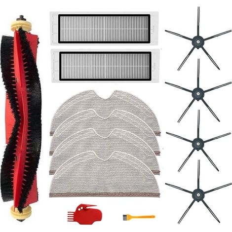 Kit de 13 pièces pour aspirateur Xiaomi Roborock S6 S60 S65 S5 Max S6 MAXV S6 Pure Accessoires, 1 Rouleau de balais, 2 filtres, 4 Chiffons de serpillière, 4 brosses latérales (1/4)