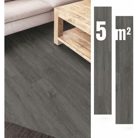 Pavimenti Vinilici Autoadesivi 5 m² GRIGIO SCURO Listoni PARQUET (1/5)