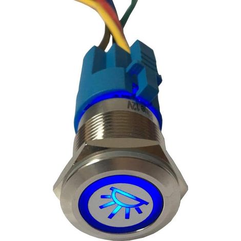19mm Interrupteur à Bascule Bleu LED 12V 3A Bouton Poussoir Voiture Métal Interrupteur Acier Inoxydable étanche Lumière de Intérieur Prise de Courant (1/5)