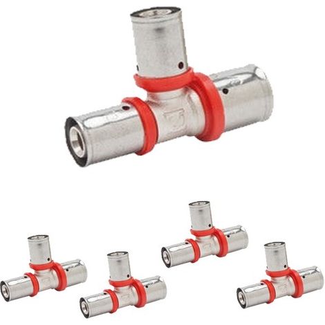 5 Stück T-20x20 reduziertem für Mehrschichtrohr, 25mm Verwendung mit Crimpmaschine, grau