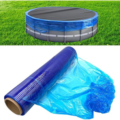 Bâche d'hiver pour Piscine Hors Sol - Coupe-Vent Extensible pour Garder la Piscine Propre - Bleu - 152,4 m (1/5)