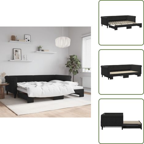 Doppelbett - vidaXL Tagesbett Ausziehbar Schwarz 90x200 cm Samt - Samt (1/5)