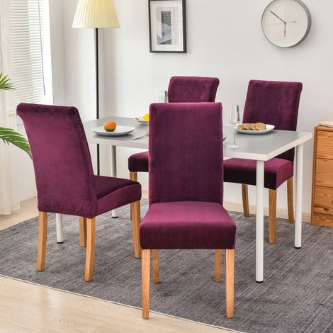 MINKUROW 4 Pezzi Fodere Per Sedie Elastiche Per Sedie Da Pranzo, Elastico In Spandex Con Fodere Per Sedie Elastiche, Fodere Per Sedie Da Pranzo Grandi In Velluto Per Banchetti Feste In Hotel Ristorant (1/5)