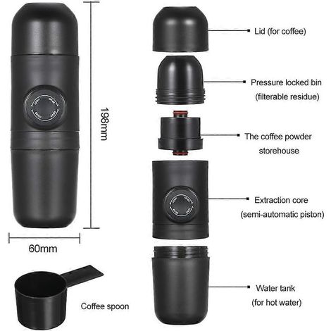 Cafetière manuelle, machine à expresso portable, cafetière de voyage, cafetière, cafetière manuelle, camping (1/4)