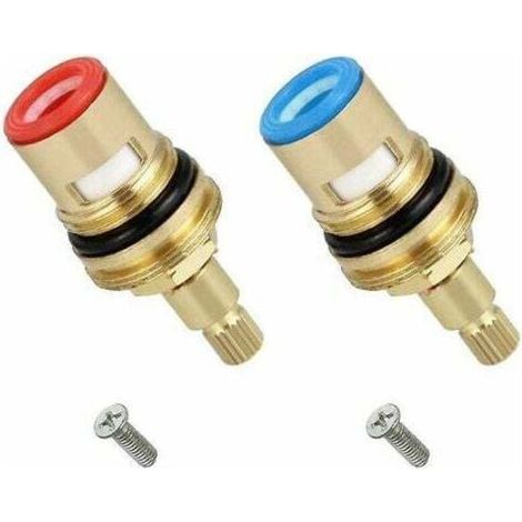 Cabezal de disco cerámico de 2 piezas, cartuchos cerámicos de 1/2", repuesto universal para grifo de latón de 20 pasos, repuesto de 53 mm para cocina y baño (agua fría y caliente). (1/4)