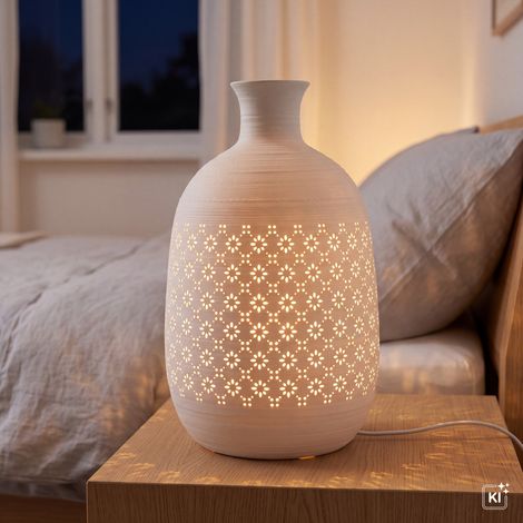 Tischleuchte Porzellan 26.3 cm hoch klein Weiß Retro Design Tischlampe Beistelllampe (1/5)