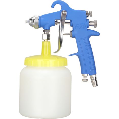 Pistolet à peinture F 75 1,5 mm, type Hydrocone, en acier inoxydable, pour applications automobiles et industrielles, bleu. (1/5)