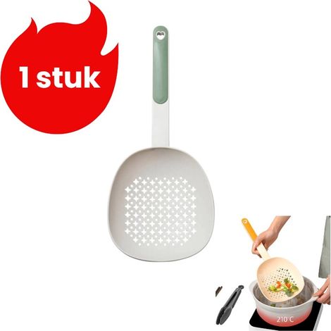 pièce - Grande passoire - Cuillère de cuisine à large surface d'égouttage - Cuillère à pâtes - Tamis - Vert (1/5)