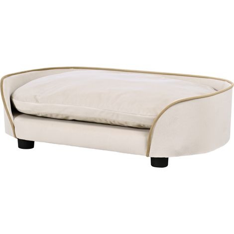 Canapé pour chien canapé pour animal de compagnie avec coussin amovible et housse lavable 66 x 43 x 19,5 cm beige (1/5)