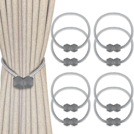 8 Pièces Embrasse pour Rideaux Magnétiques,Aimantée pour Voilages,Forte Force Magnétique,pour Décoration de Maison (Gris) (1/5)