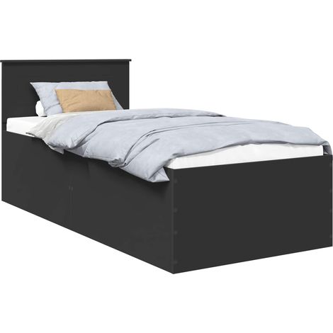 Bed Frame with Headboard Black 120 x 200 cm Engineered Wood vidaXL