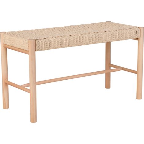 Panchina Abano con seduta in vimini naturale e struttura in pioppo, 80 cm