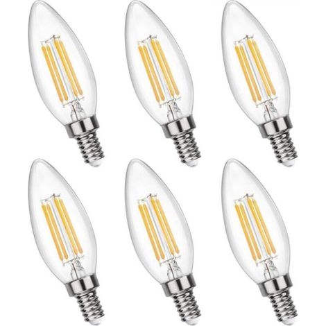 Dimmbare E14-Kerzenbirne, warmweißes Licht 2700K, 400 Lumen, 230V, E14 C35 4W LED-Birne, entspricht einer E14 40W Glühbirne, Retro-Filament-LED-Birne, kleine Lampenfassung, geeignet für Kronleuchter u
