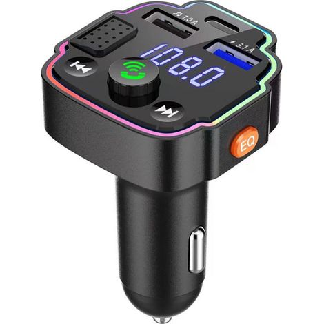 Émetteur FM Bluetooth pour automobile, lecteur MP3, entrée carte TF et USB, double port. (1/4)