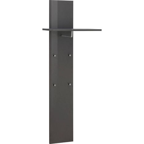 Dmora Appendiabiti verticale, Made in Italy, con ripiano e 4 ganci, Mobile per ingresso, Entratina moderna, cm 50x27h140, colore Antracite lucido, con imballo rinforzato (1/5)