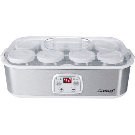 Steba JM 3 Yogurtiera 8 vasetti in vetro da 180 ml 1,4 L Timer 1-48 ore 25 W colore Acciaio inox-Bianco (1/4)