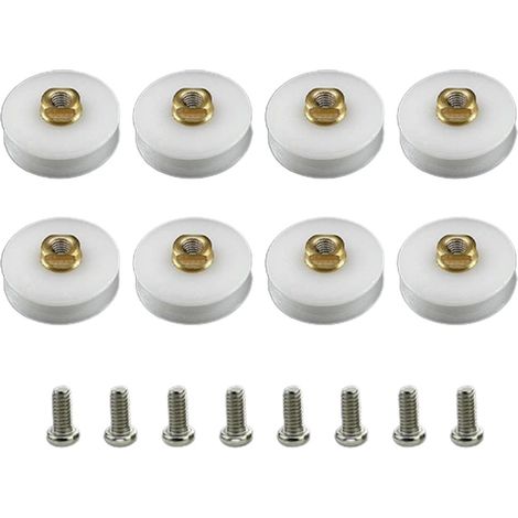 Lot de 8 roulettes rainurées pour porte de douche - 22,5 mm de diamètre (1/5)