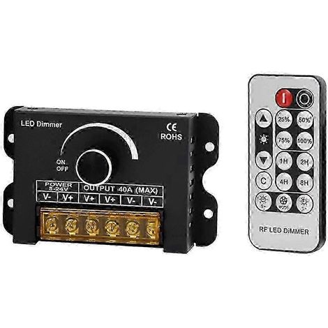 Interrupteur variateur LED 12 V avec télécommande RF et minuterie, contrôleur à variation PWM 5-24 V CC 40 A, boîtier en aluminium, édition 0923 (1/5)
