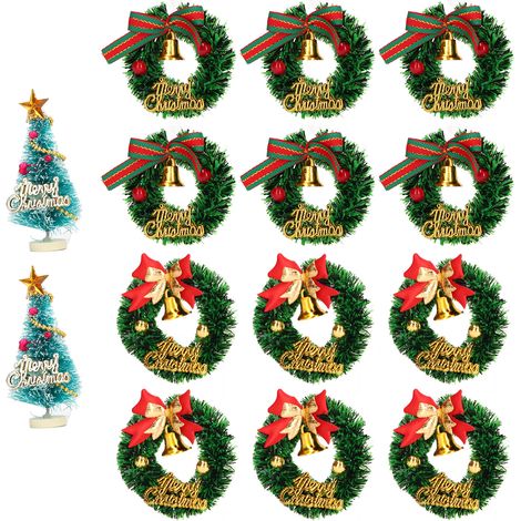 Décorations de noël pour maison de poupée, 14 pièces, couronnes d'arbres, détails vifs, ajout d'accessoires d'ambiance Festive (1/5)