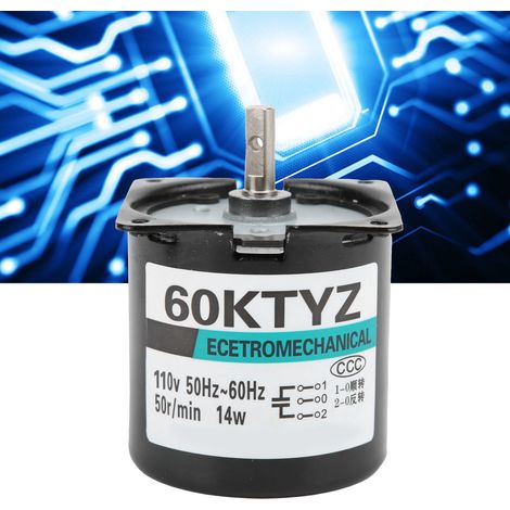 XD60KTYZ+ AC-Synchronmotor mit Halterung, 14 W, Permanentmagnet, niedrige Drehzahl, bidirektional, hohes Drehmoment, Mikromotor mit niedriger Drehzahl, Mittelwelle, 50 U/min, 110 V AC (1/5)
