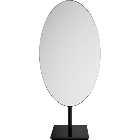Miroir Maquillage sur Pied Noir Bronze Miroir de Table Ovale Haut de Gamme - Unilatéral - Elégant - Vintage - Salle de Bain,30 x 18cm
