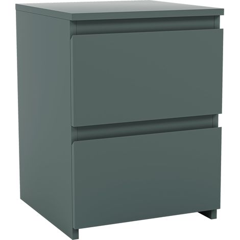Table de Chevet Denver, Commode de Nuit, Chambre, Rangement, 40x30x30cm, 2 Tiroirs, Vert (1/5)